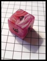 Dice : Dice - 6D - White and Red Pink Swirled Dice With Black Painted Numerals